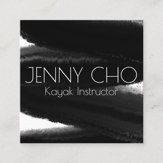 Carte De Visite Carré Eau de la brosse à rayures noire profonde (Devant)