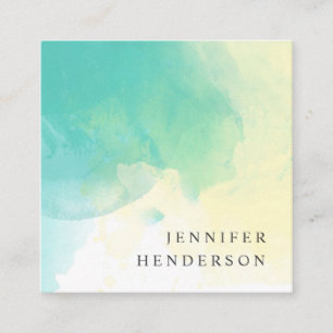 Carte De Visite Carré Éclaboussure jaune turquoise moderne