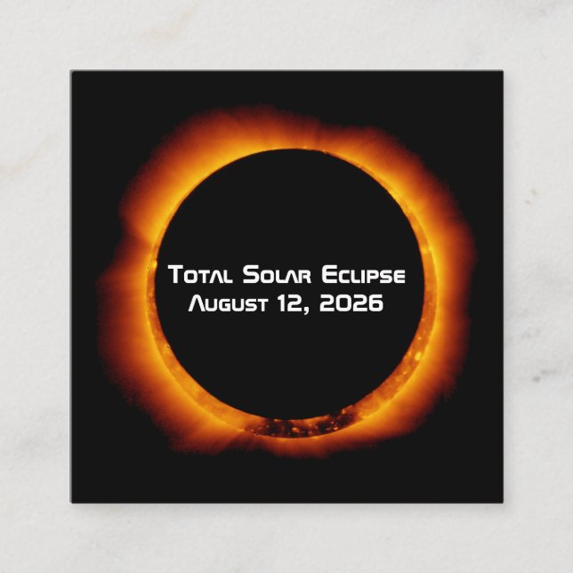 Carte De Visite Carré Éclipse solaire totale de 2026 (Devant)