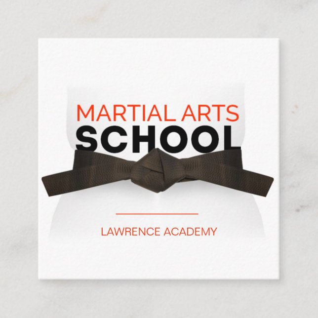 Carte De Visite Carré École d'arts martiaux / Karate dojo (Devant)