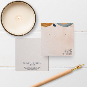 Carte De Visite Carré Écran Abstrait d'oreille en or de Teracotta rose v