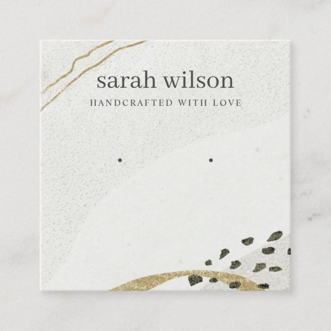 Carte De Visite Carré Écran Abstrait d'oreille en or noir ivoire (Devant)