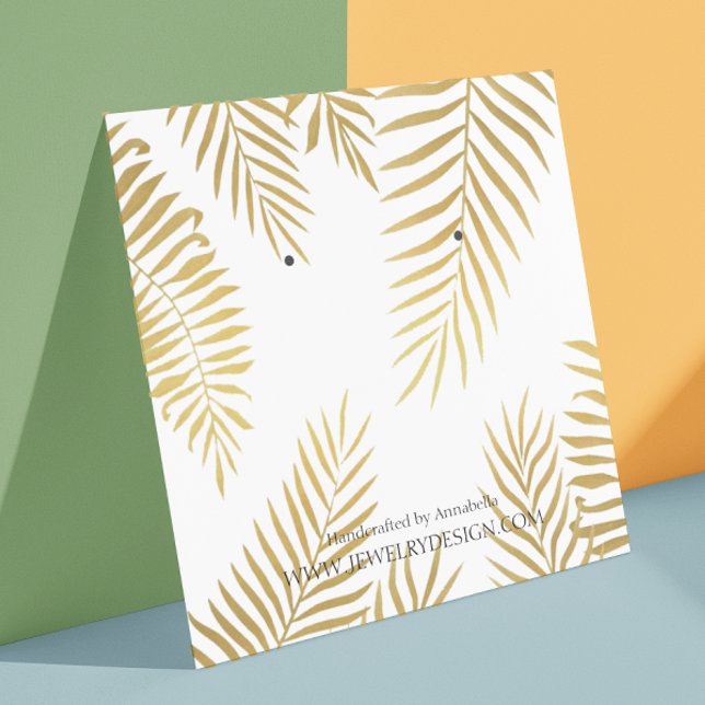 Carte De Visite Carré Écran de bijoux à feuilles d'or sur mesure (Créateur téléchargé)