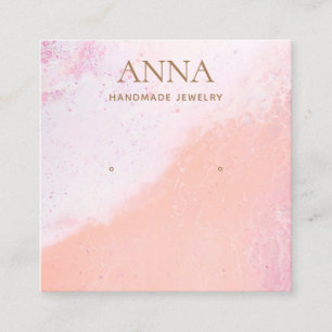 Carte De Visite Carré Écran de bijoux Peach Pink Beach