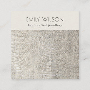 Carte De Visite Carré Écran de clip en cuir de perle d'argent