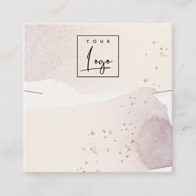 Carte De Visite Carré Écran de collier Abstrait Gold Purple Logo (Devant)