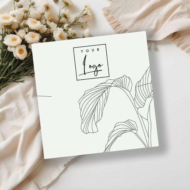 Carte De Visite Carré Ecran de collier noir blanc Feuille de palmier cro (Créateur téléchargé)