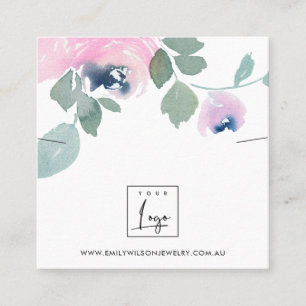 CARTE DE VISITE CARRÉ ÉCRAN DE COLONNE FLORALE ROSE BLEU ROSE