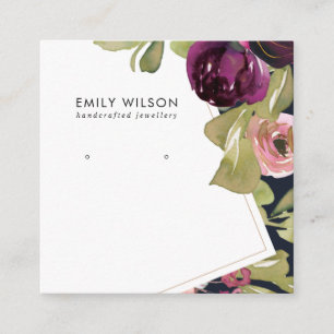 CARTE DE VISITE CARRÉ ÉCRAN DE RESTAURATION DE L'ÉTUDE FLORALE BURGOUNDY