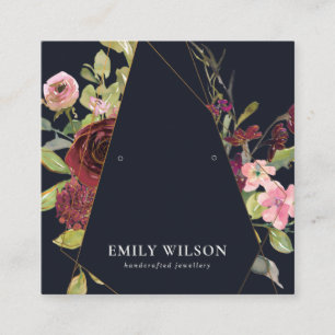 CARTE DE VISITE CARRÉ ÉCRAN DE RESTAURATION FLORALE ROSE DE BURGOUNDY G