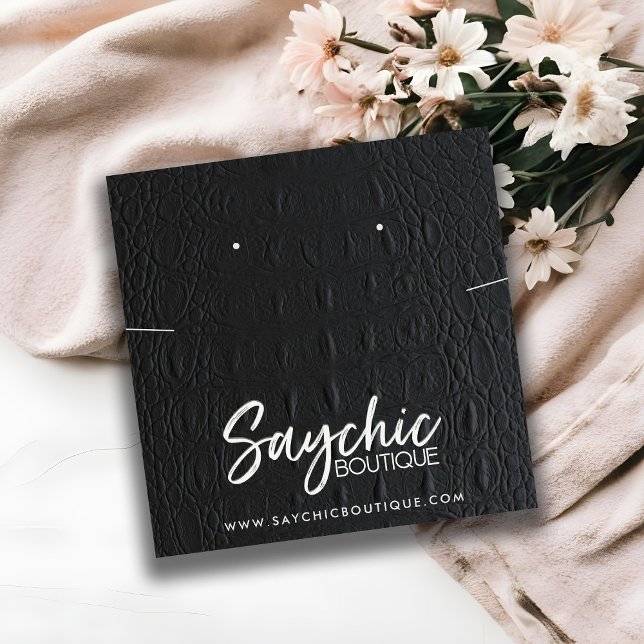 CARTE DE VISITE CARRÉ ÉCRAN D'ERREUR EN CUIR NOIR (Créateur téléchargé)