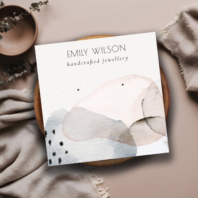 Carte De Visite Carré Écran d'oreille Abstrait rose Aquarelle (Créateur téléchargé)