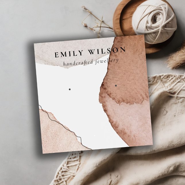 Carte De Visite Carré Écran d'oreille Brown beige Abstrait (Créateur téléchargé)