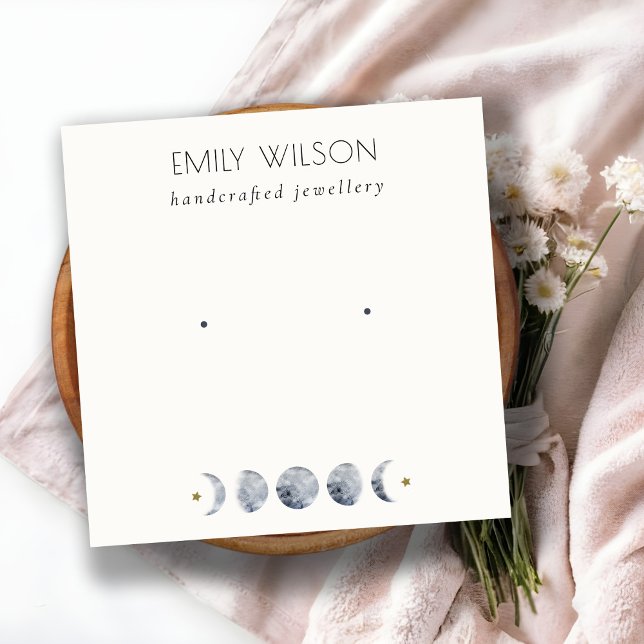 Carte De Visite Carré Écran d'oreille Chic Céleste Lune (Créateur téléchargé)