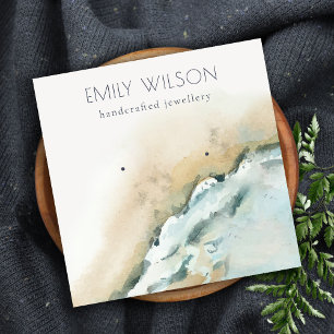 Carte De Visite Carré Ecran d'oreille de plage de sable des vagues de la