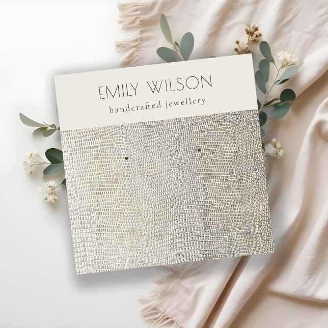 Carte De Visite Carré Écran d'oreille en cuir de perle d'argent (Créateur téléchargé)