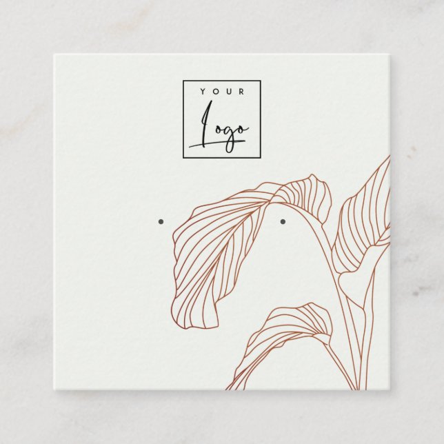 Carte De Visite Carré Écran d'oreille en Feuille de palmier en terre cui (Devant)