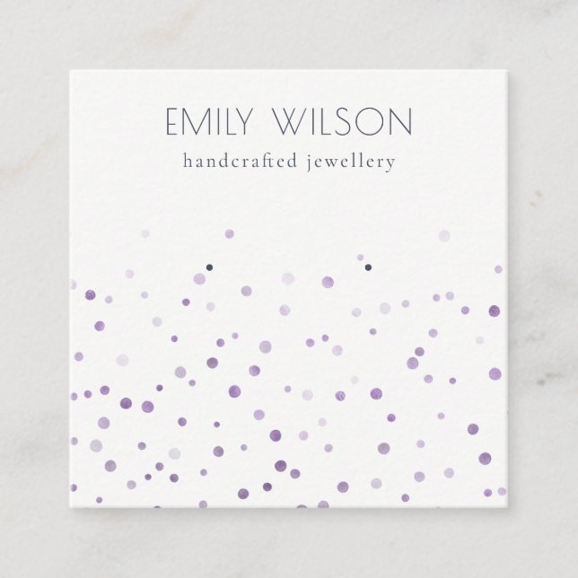 Carte De Visite Carré Écran d'oreille Lilac Aquarelle Confetti (Devant)