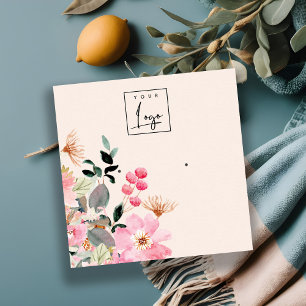 Carte De Visite Carré Écran d'oreille Pastel Blush Rose Floral Bunch