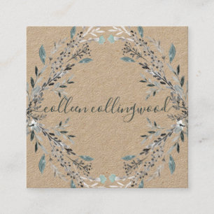 Carte De Visite Carré Écriture manuscrite papier Kraft moderne professi