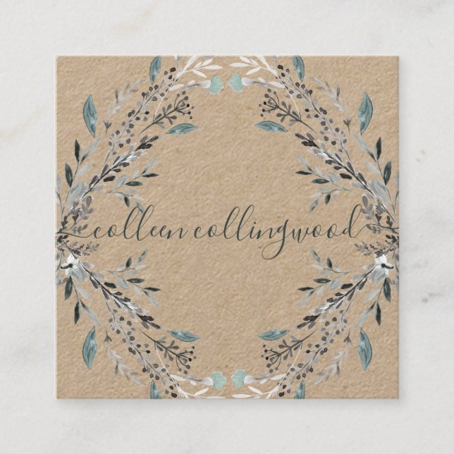 Carte De Visite Carré Écriture manuscrite papier Kraft moderne professio (Devant)