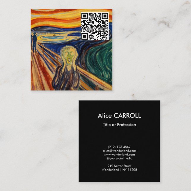 Carte De Visite Carré Edvard Munch - The Scream 1910 - QR Code (Devant / Derrière)