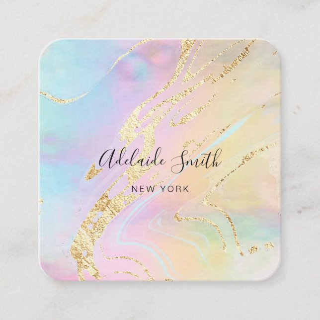 Carte De Visite Carré effet holographique FAUX de feuille de parties sci (Devant)