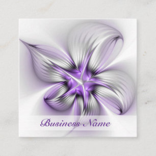 Carte De Visite Carré Élégance florale Art fractal violet abstrait moder