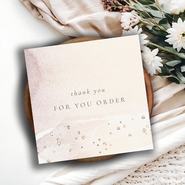 Carte De Visite Carré Elégant Abstrait Gold Purple Logo Commande Merci (Créateur téléchargé)