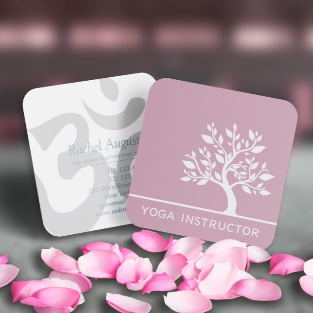 Carte De Visite Carré Elégant arbre Yoga Instructeur Wellness Life Coach (Créateur téléchargé)
