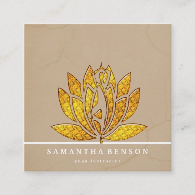 Carte De Visite Carré Elégant arbre Yoga Instructeur Wellness Life Coach (Devant)