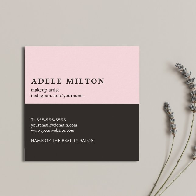 Carte De Visite Carré Élégant artiste de maquillage des lèvres noires Ro (Créateur téléchargé)