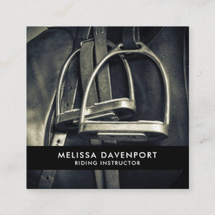 Carte De Visite Carré Élégant bâton d'argent sur selle d'équitation angl