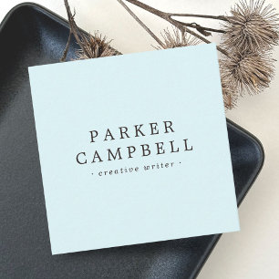 Carte De Visite Carré Elégant bleu aqua clair style minimaliste