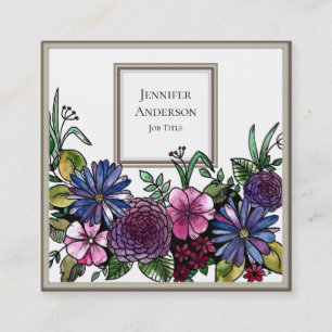 Carte De Visite Carré Elégant Bouquet Floral