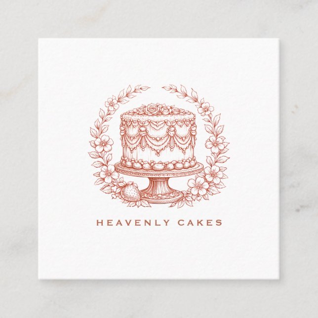 Carte De Visite Carré Elegant  Cake Bakery Logo (Devant)