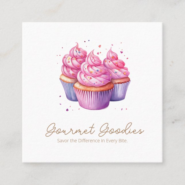 Carte De Visite Carré Élégant Carré de boulangerie moderne Cupcake Carte (Devant)