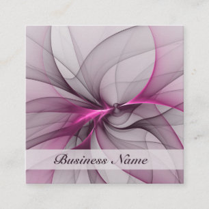 Carte De Visite Carré Élégant Chaos Moderne Art Fractal Abstrait Rose