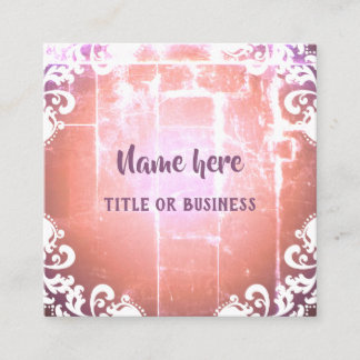 Carte De Visite Carré Élégant chic girly défoncé damask joli