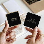 Carte De Visite Carré Elégant chic or moderne carré minimaliste noir<br><div class="desc">Elégant chic or moderne carré minimaliste noir</div>