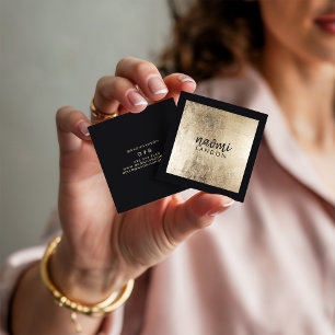 Carte De Visite Carré Elégant chic or moderne carré minimaliste noir