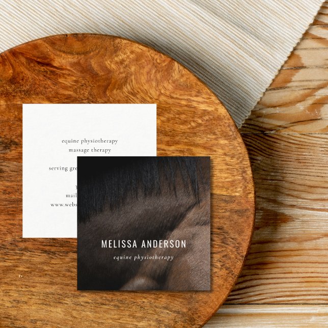 Carte De Visite Carré Élégant Chiropraticien de l'équine Physiothérapeut (Créateur téléchargé)