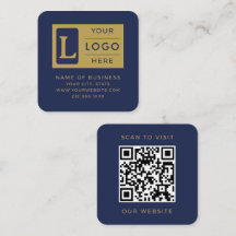 Élégant Code QR Or Logo Personnalisé Bleu Nuit