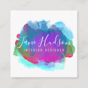 Carte De Visite Carré Élégant Coloré Minimaliste Modifiable 2,5x2,5 pouc