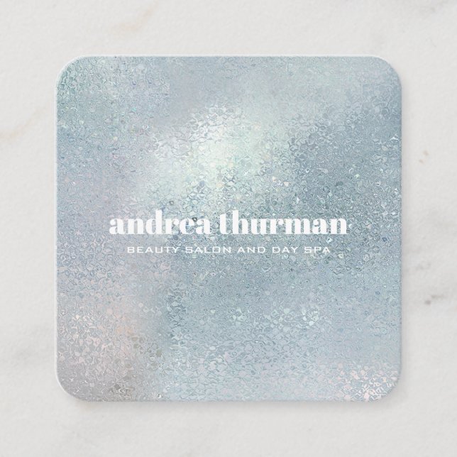 Carte De Visite Carré Elégant cristal bleu cristallin nacré (Devant)