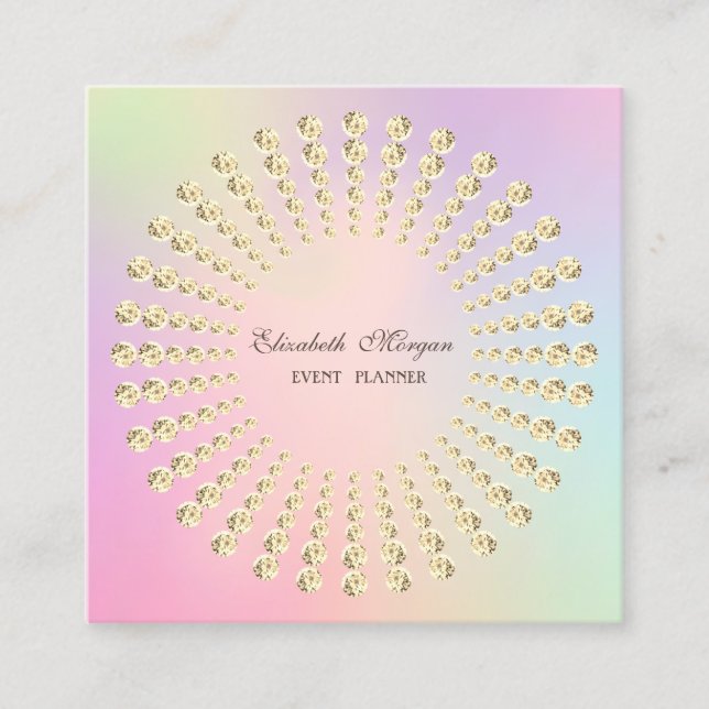 Carte De Visite Carré Élégant Diamants d'or moderne Holographique (Devant)