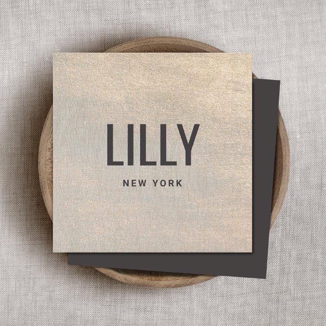 Carte De Visite Carré Elégant Faux Gold Texture Chic Luxe (Créateur téléchargé)