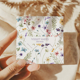 Carte De Visite Carré Élégant Fleur sauvage Fleur sauvage Floral Custom
