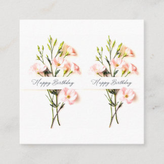 Carte De Visite Carré Élégant Floral Anniversaire main texte écrit