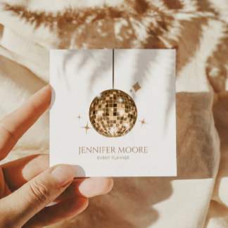 Carte De Visite Carré Elégant Gold Disco Ball personnalisé